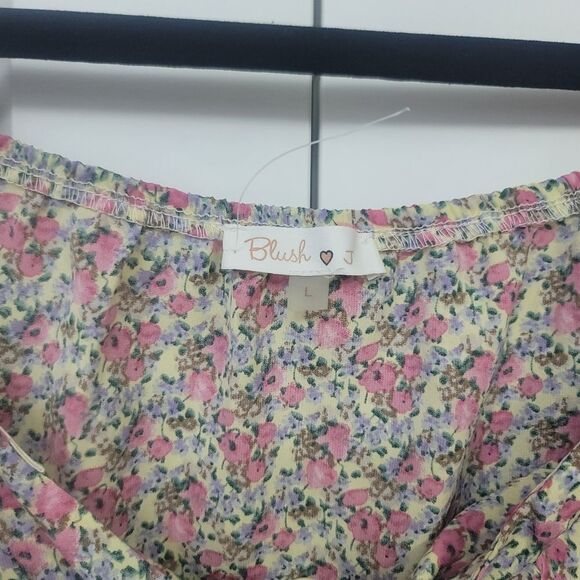 Blush J Floral Puff Sleeve Crop Top - Picture 4 of 7